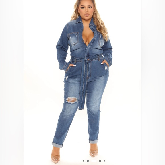 Fashion Nova Pants - Fashion Nova Blue Denim Jumpsuit